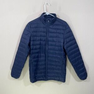 SKYR Men's Small Duck Down Insulated Full Zip‎ Puffer Jacket Lightweight Navy